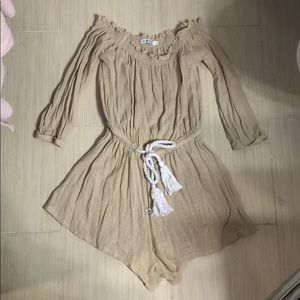 TAN ROMPER WITH ROPE TIE LARGE
